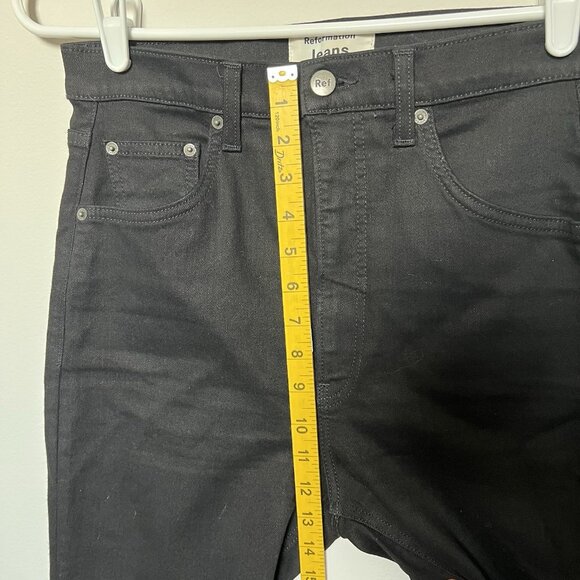 Reformation Women's Jeans Size 29 Ultra High & Skinny Black Organic Cotton Zip - Picture 7 of 10